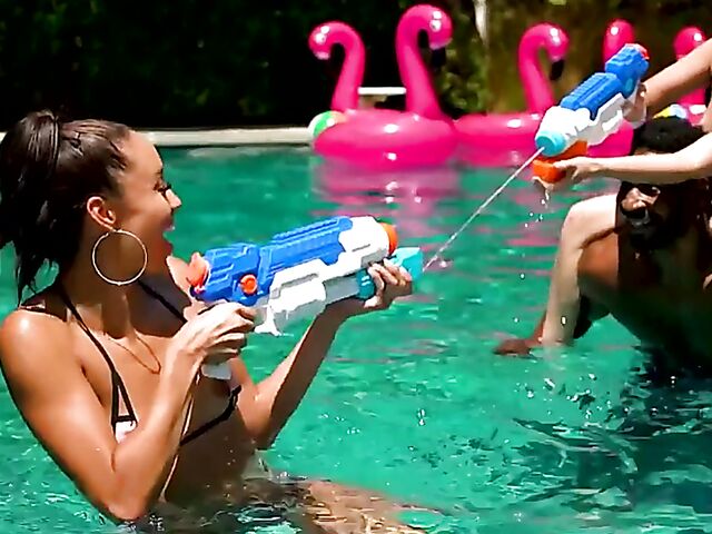 Two wet bikini girls Jane Wilde and Alexis Tae need Jax Slayher's BBC for interracial anal threesome