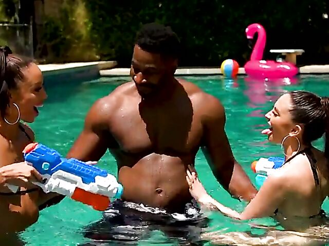 Two wet bikini girls Jane Wilde and Alexis Tae need Jax Slayher's BBC for interracial anal threesome