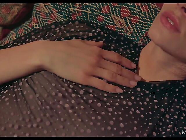 Bored Adel Morel playing chess alone and fingering herself in the evening