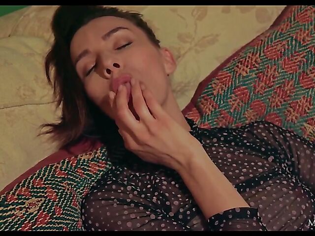 Bored Adel Morel playing chess alone and fingering herself in the evening