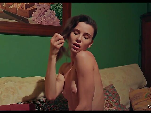 Bored Adel Morel playing chess alone and fingering herself in the evening