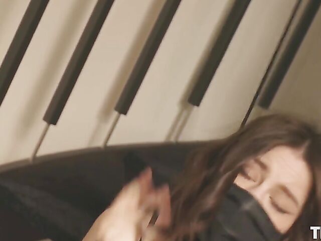 Femdom lesbian spanking and solo pussy fingering on the stairs with submissive Deepika