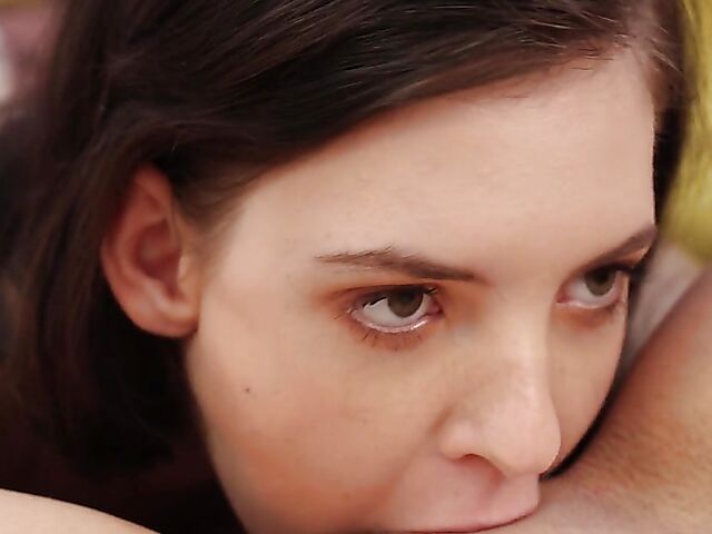 Cute lesbians Anie Darling and Mia Trejsi take photos and have fun