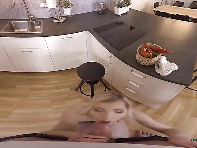 Small tits blonde POV kitchen quickie like real with Tyna