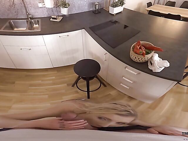 Small tits blonde POV kitchen quickie like real with Tyna