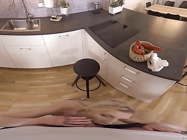 Small tits blonde POV kitchen quickie like real with Tyna