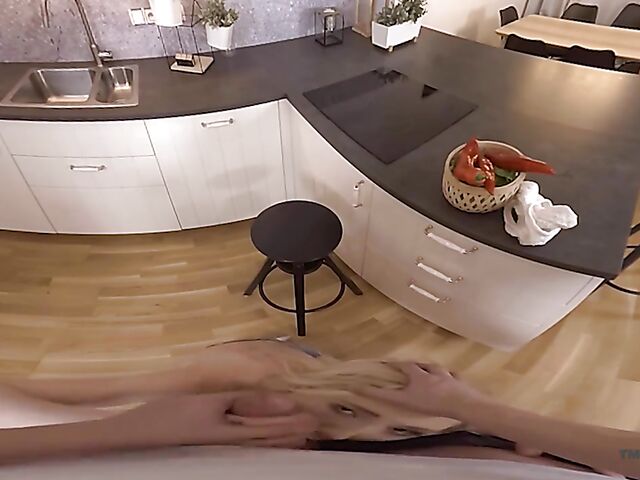 Small tits blonde POV kitchen quickie like real with Tyna