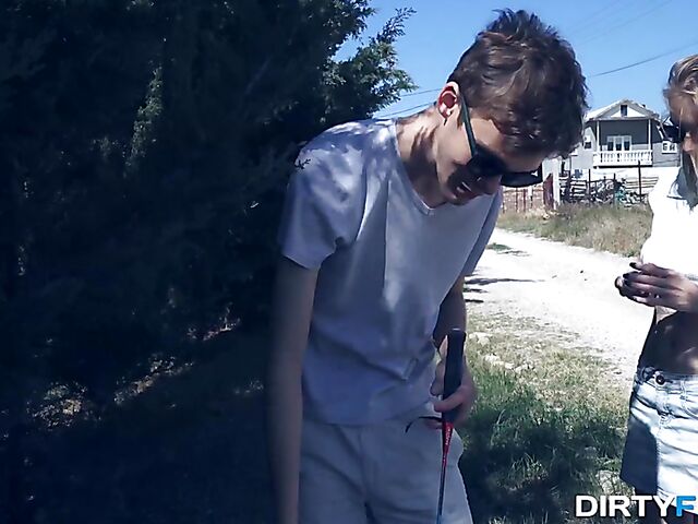 Teen couple enjoy each other and have a good time