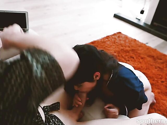 Blake Wilde - Condom blowjob by the fireplace