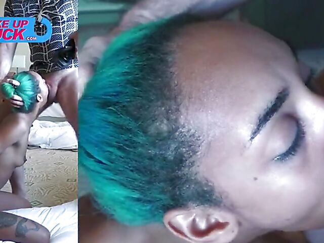 Woodman anal bangs green-haired Capri Lmonde in her bed in the morning