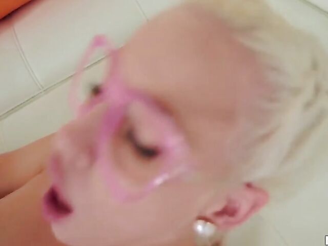 Petite blonde schoolgirl with glasses Kiara Cole is a little cock slut