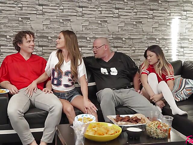 Fantasy 4some family fuck on Sunday with Aila Donovan and Lulu Chu