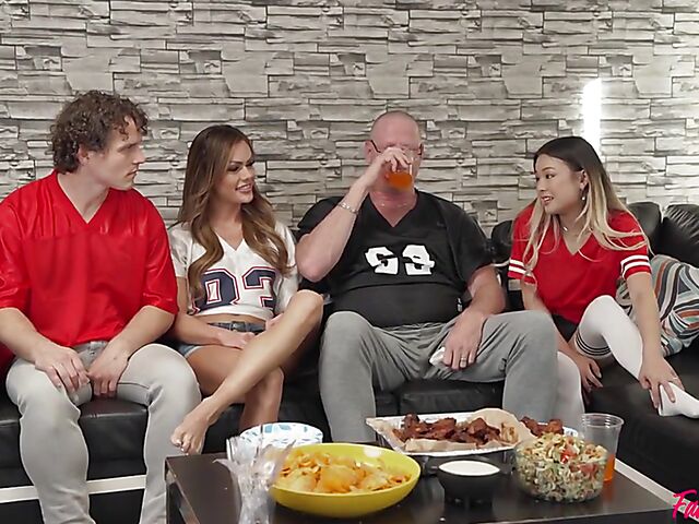 Fantasy 4some family fuck on Sunday with Aila Donovan and Lulu Chu