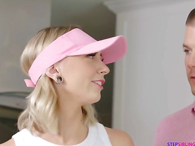 Skinny teen in pink miniskirt Chloe Temple plays golf and gets her hole pounded by her stepbro