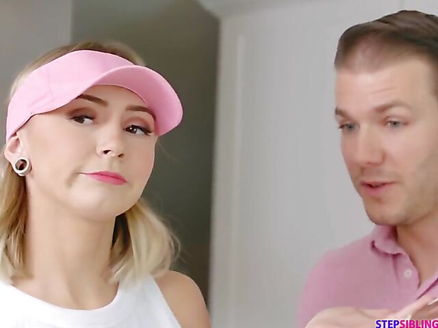 Skinny teen in pink miniskirt Chloe Temple plays golf and gets her hole pounded by her stepbro