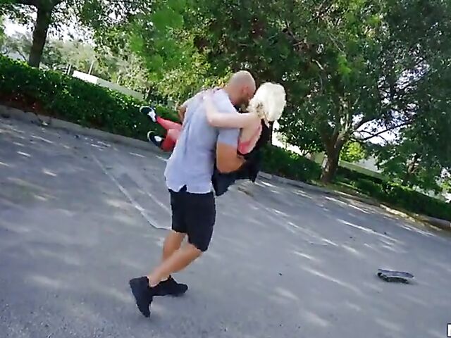 Petite blonde skater girl with glasses Alice Pink fucking in red fishnet pantyhose