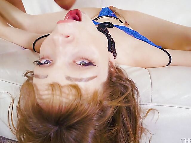 Dirty deepthroat in barely-there lingerie featuring Aliya Brynn