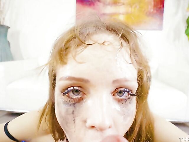 Dirty deepthroat in barely-there lingerie featuring Aliya Brynn