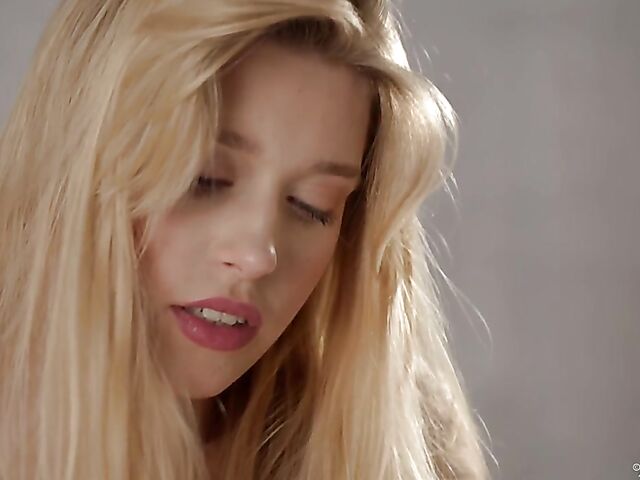 Red lingerie strip and bath masturbation with Freya Mayer's perfect fingers