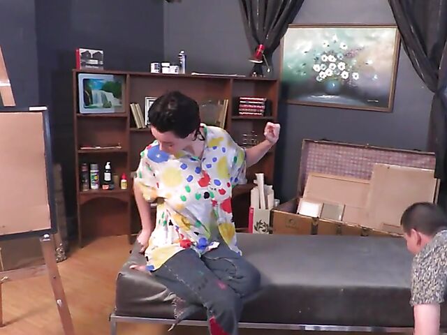 Elliott & Jordan J - Short hair lesbian nude model with a hair snatch turns the artist on