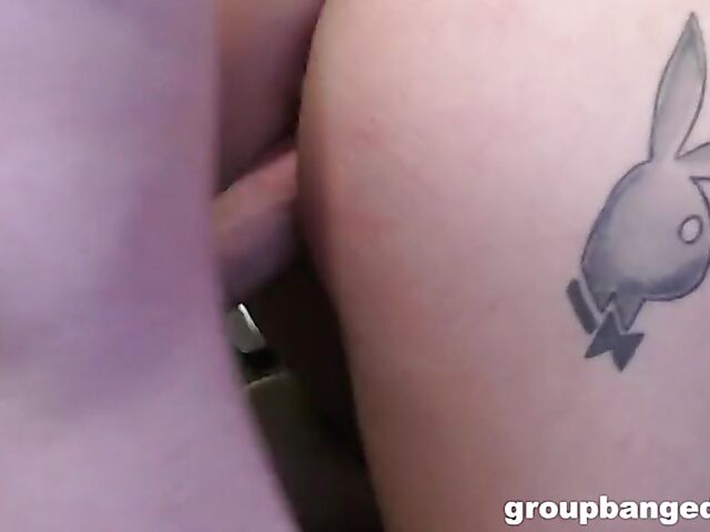 Big tits gangbang with juicy brunette Elina Flower