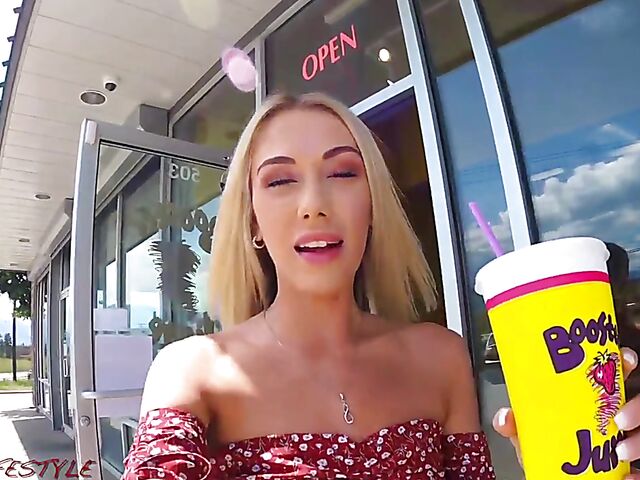 BTS vlog and POV fuck with blonde pornstar Sky Pierce