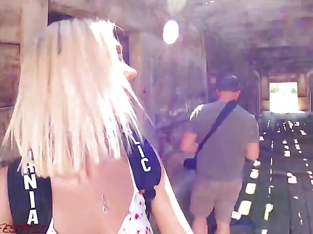 BTS vlog and POV fuck with blonde pornstar Sky Pierce