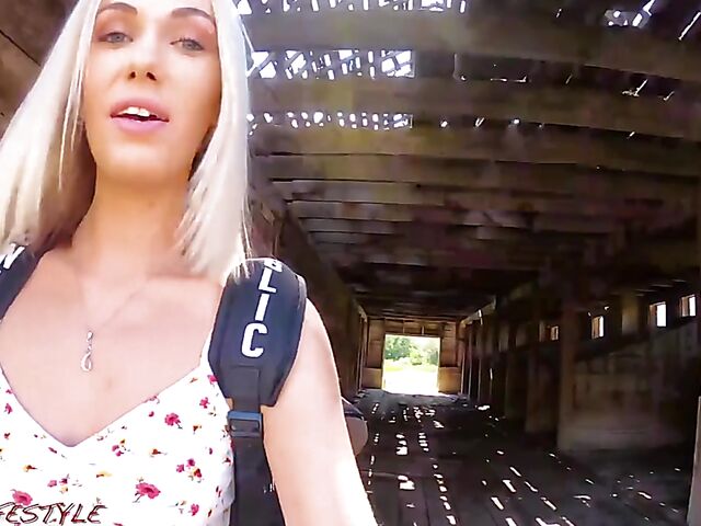 BTS vlog and POV fuck with blonde pornstar Sky Pierce