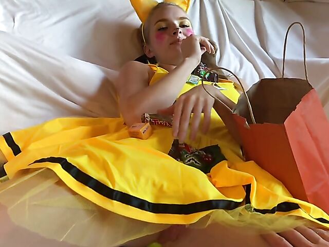 Pikachu cosplay anal with teen Hannah Hawthorne