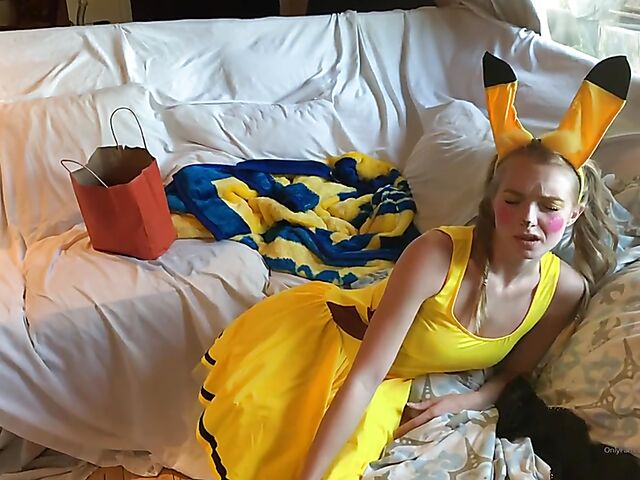 Pikachu cosplay anal with teen Hannah Hawthorne