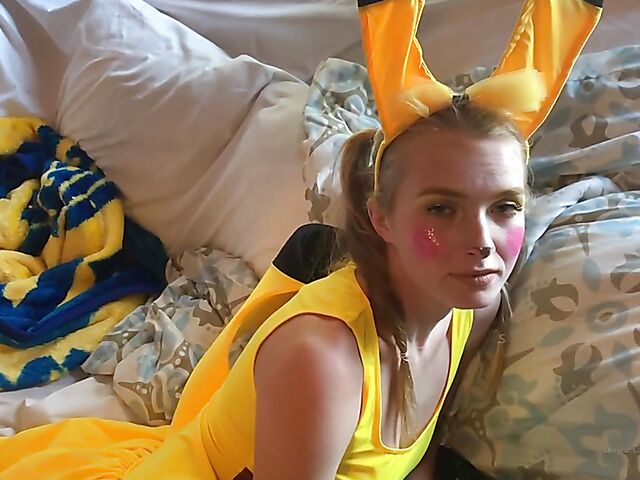 Pikachu cosplay anal with teen Hannah Hawthorne