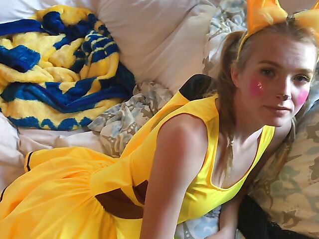 Pikachu cosplay anal with teen Hannah Hawthorne