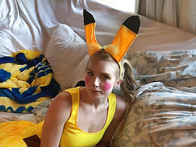 Pikachu cosplay anal with teen Hannah Hawthorne
