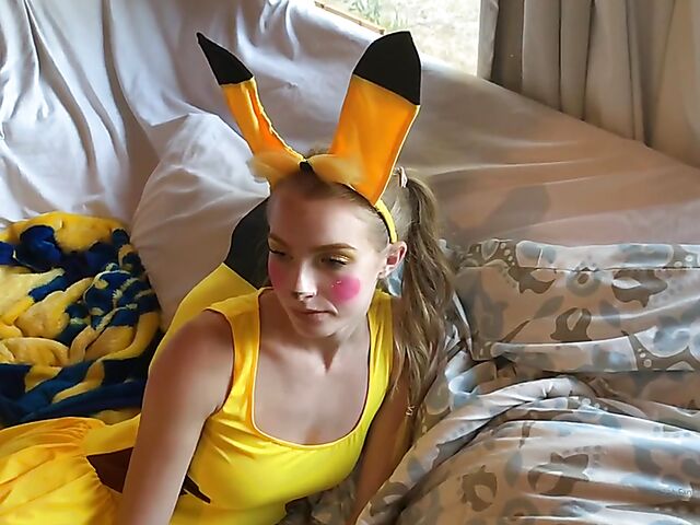 Pikachu cosplay anal with teen Hannah Hawthorne