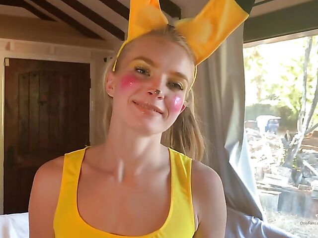 Pikachu cosplay anal with teen Hannah Hawthorne