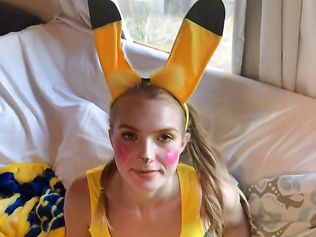 Pikachu cosplay anal with teen Hannah Hawthorne
