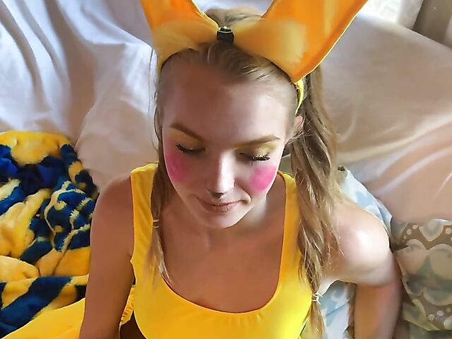 Pikachu cosplay anal with teen Hannah Hawthorne
