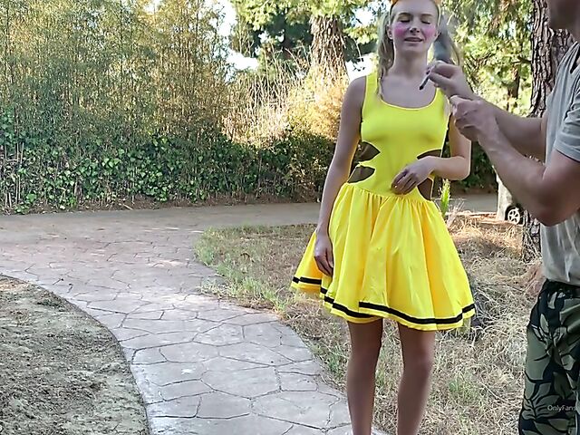 Pikachu cosplay anal with teen Hannah Hawthorne