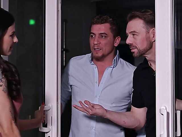 MILF double penetration by the fireplace featuring Billie Star