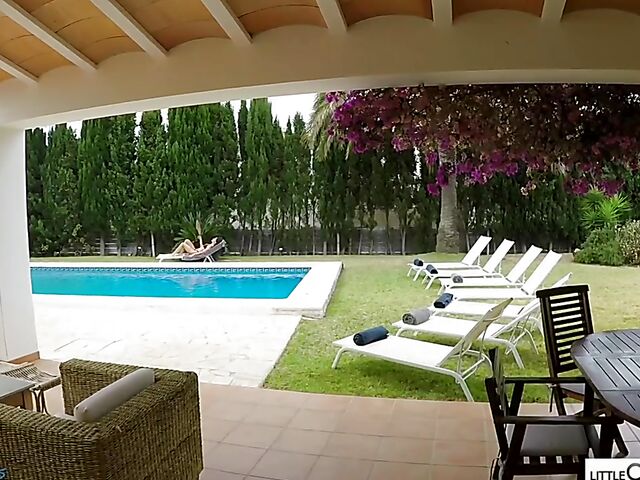 POV pool blowjob with bikini babe Little Caprice