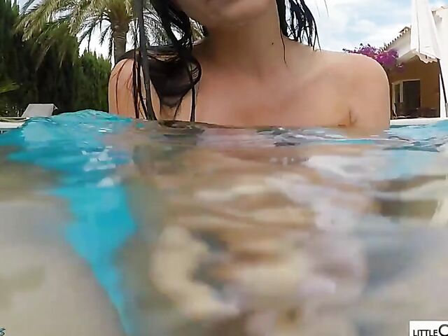 POV pool blowjob with bikini babe Little Caprice