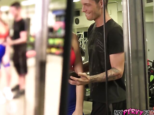 Michele James - Pretty girl with glasses and big natural tits POV fucked in the locker room