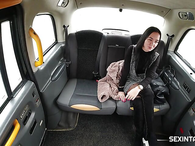 Taxi fuck in stockings with euro brunette Freya Dee