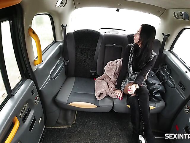Taxi fuck in stockings with euro brunette Freya Dee