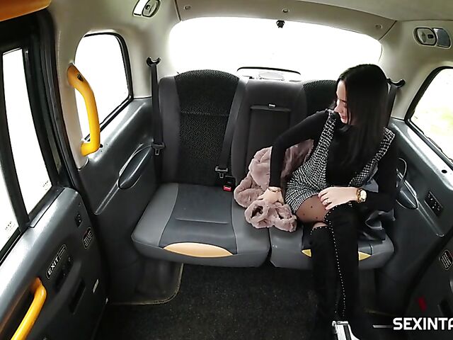 Taxi fuck in stockings with euro brunette Freya Dee