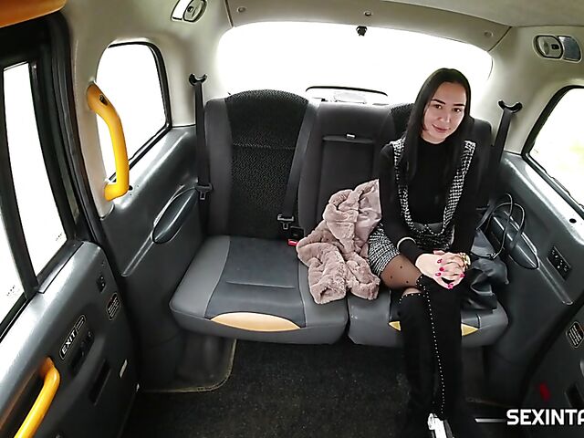 Taxi fuck in stockings with euro brunette Freya Dee