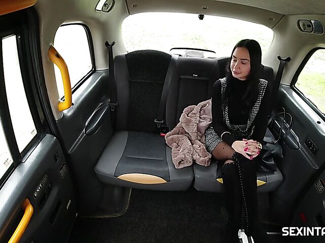 Taxi fuck in stockings with euro brunette Freya Dee