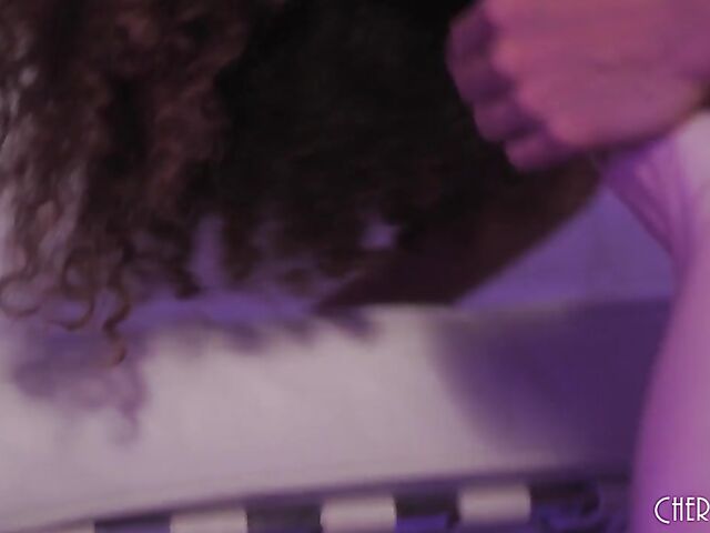 Ebony Cecilia Lion and white girl Lilly Bell in lesbian interracial porn