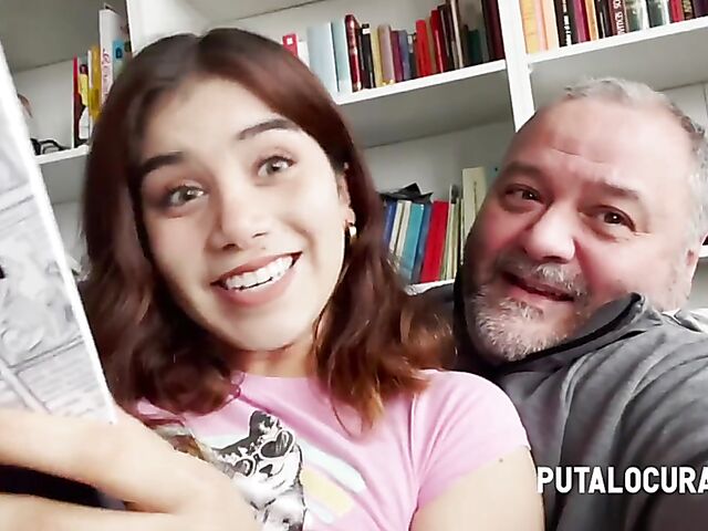 Beautiful Spanish teen Marina Gold takes off her panties to have sex with Torbe