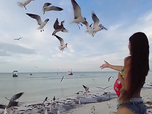 Beach solo with beautiful Asian babe Irene Rouse